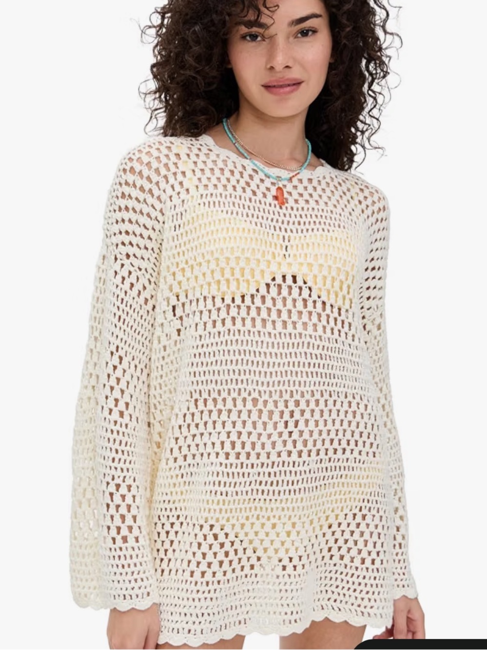 Show Me Your Mumu Cream Crochet Swim Coverup Pullover